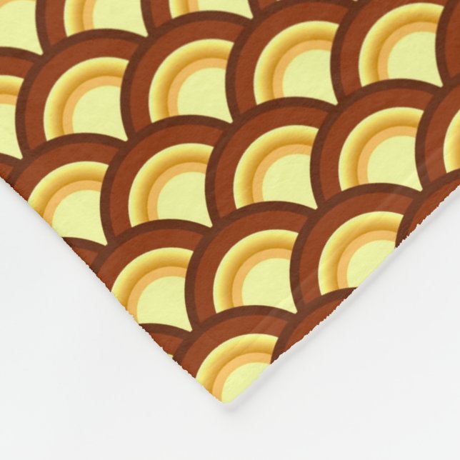 Couverture Polaire Motif à vagues Art déco - chocolat et jaune (Coin)