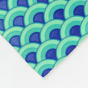 Couverture Polaire Motif à vagues Art déco - turquoise et cobalt