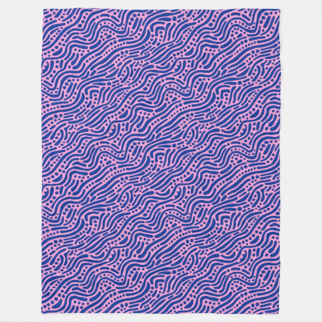Couverture Polaire Motif Abstrait 110523 - Marine bleu et rose (Devant)