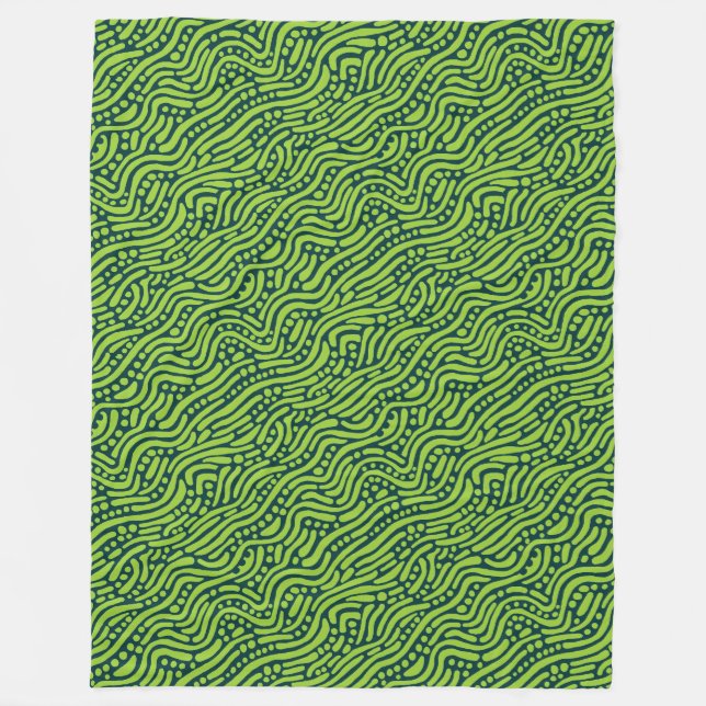 Couverture Polaire Motif Abstrait 110523 - Nuances de Vert (Devant)