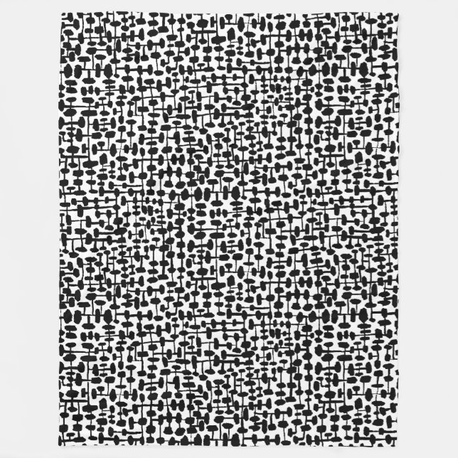 Couverture Polaire motif Abstrait 190621 noir sur blanc (Devant)