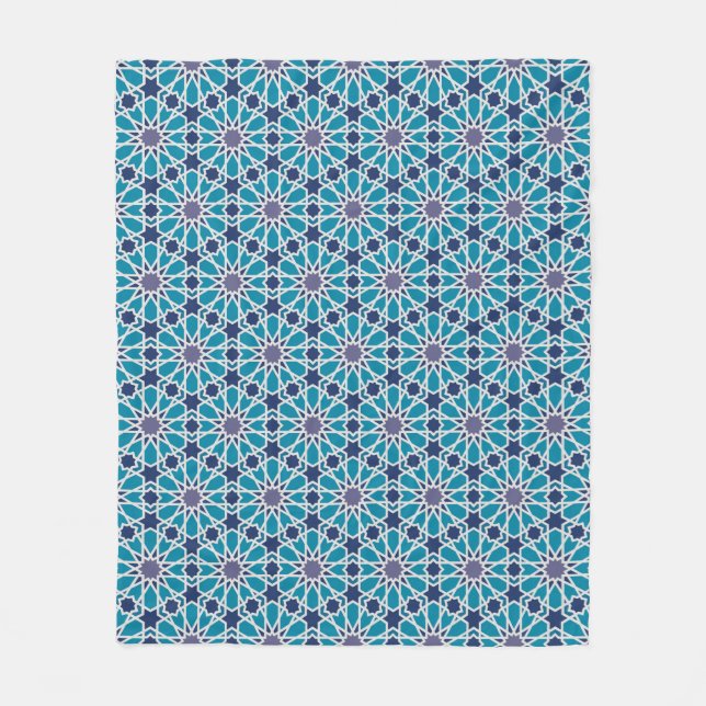Couverture Polaire Motif abstrait dans bleu et gris (Devant)