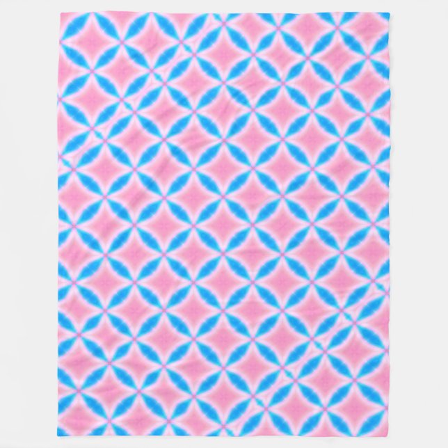 Couverture Polaire Motif Abstrait de Carrés rose et bleu (Devant)