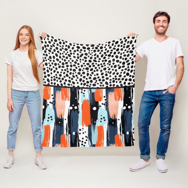 Couverture Polaire Motif Abstrait de Chien Moderne (En situation)
