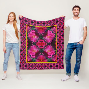 Couverture Polaire Motif abstrait de fleur de rose rose