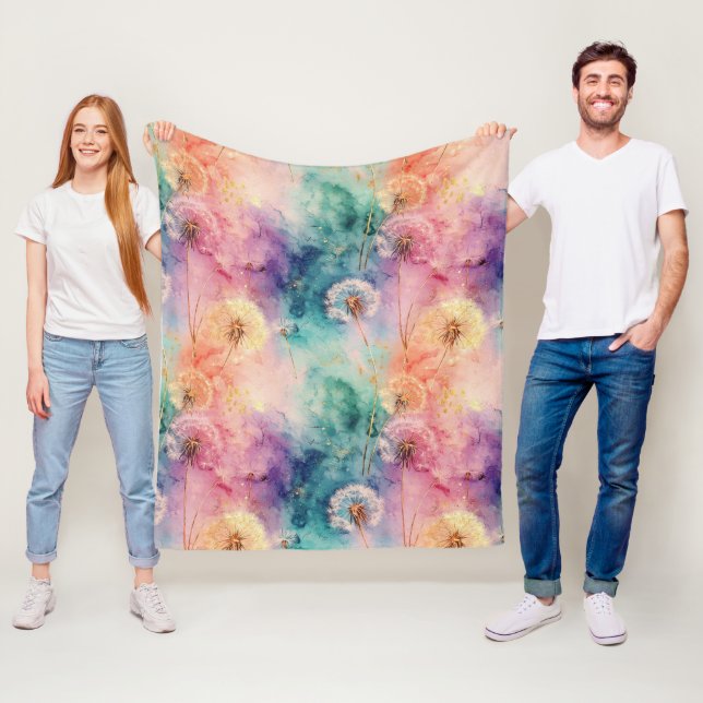 Couverture Polaire Motif Abstrait de Pissenlit Vintage (5) (En situation)