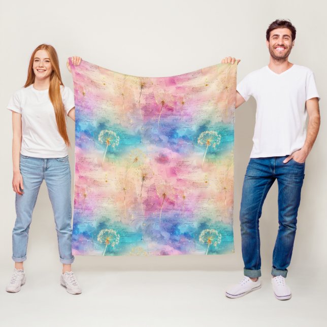 Couverture Polaire Motif Abstrait de Pissenlit Vintage (7) (En situation)