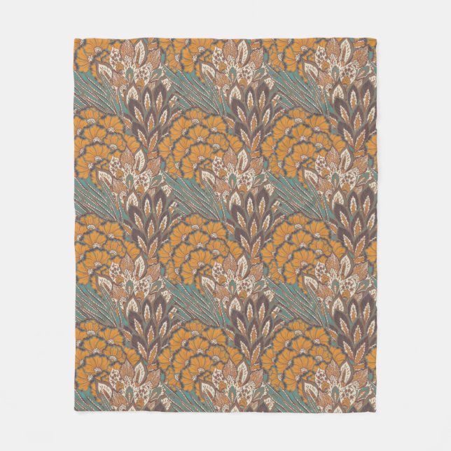 Couverture Polaire Motif abstrait de plume de paon (Devant)