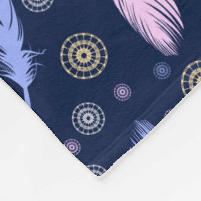 Couverture Polaire motif abstrait de plumes (Coin)