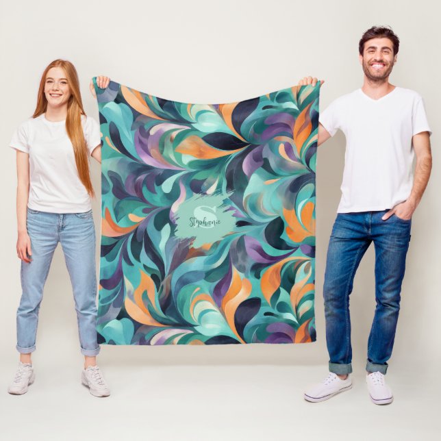 Couverture Polaire Motif Abstrait et dynamique inspiré par Paisley (En situation)