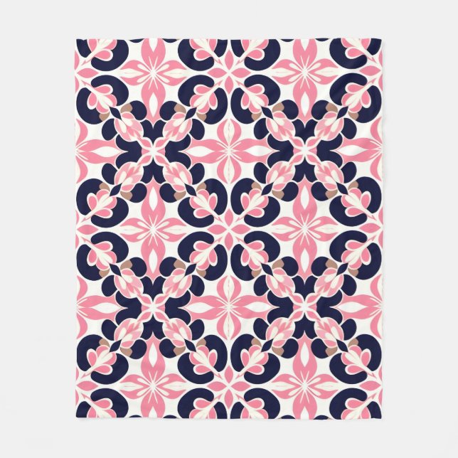 Couverture Polaire Motif Abstrait Floral Coloré (Devant)