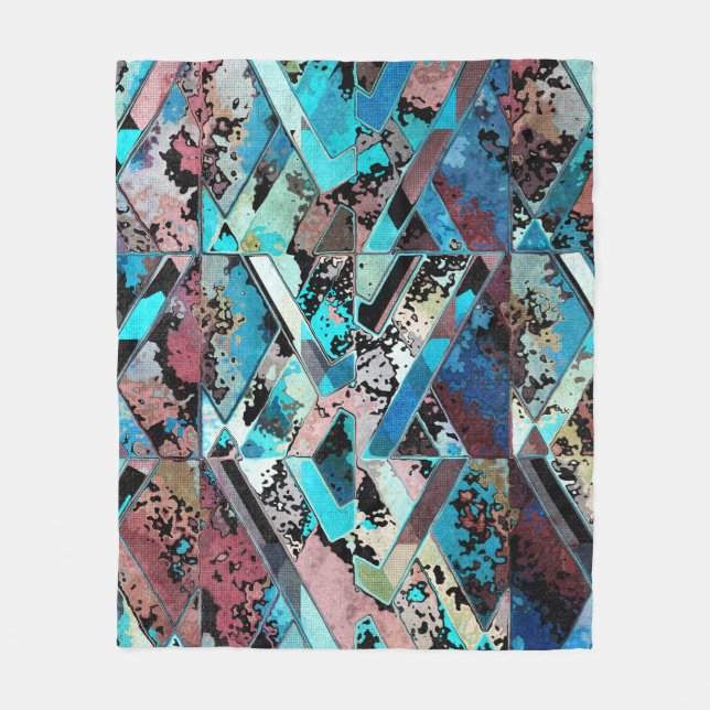 Couverture Polaire Motif Abstrait Géométrique Coloré (Devant)