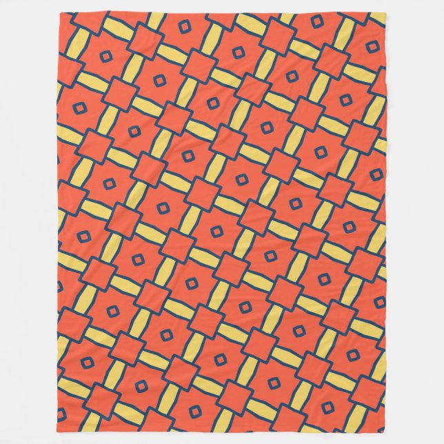 Couverture Polaire Motif Abstrait géométrique orange (Devant)