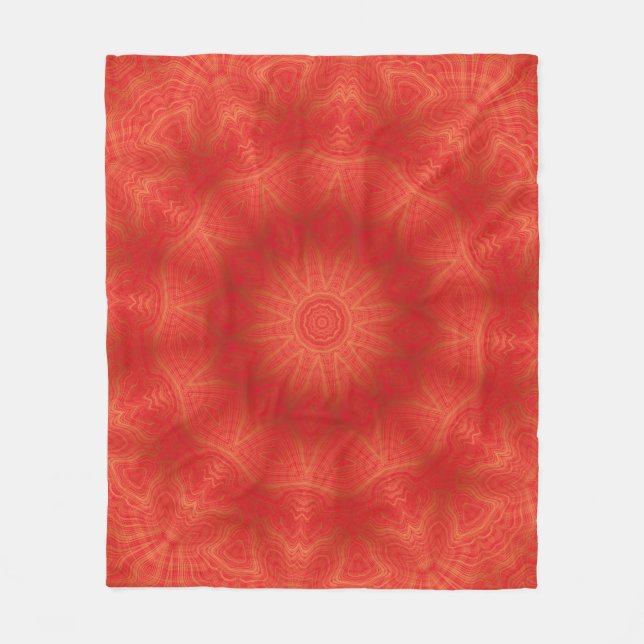 Couverture Polaire Motif Abstrait Gold et Red Kaleidoscope (Devant)