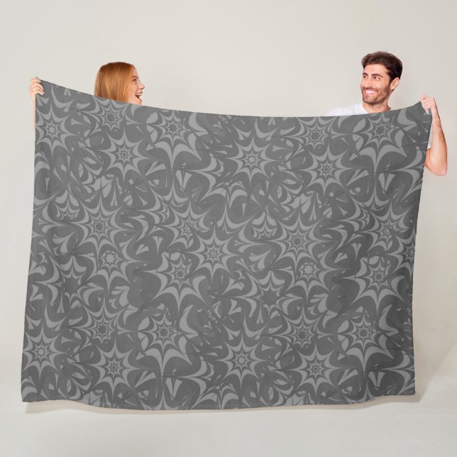 Couverture Polaire Motif Abstrait Gris Floral Star (En situation)