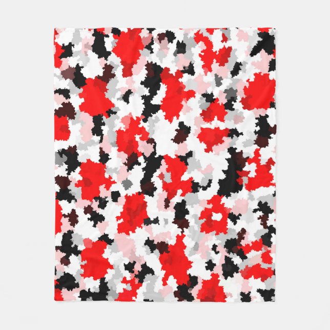 Couverture Polaire Motif Abstrait irrégulier Rouge noir blanc (Devant)