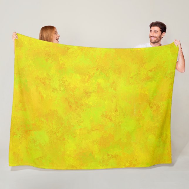 Couverture Polaire Motif Abstrait Jaune Orange Vert (En situation)
