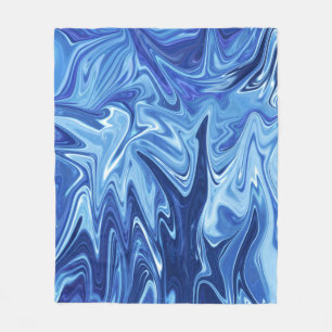 Couverture Polaire Motif abstrait liquide bleu