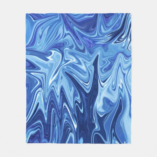 Couverture Polaire Motif abstrait liquide bleu (Devant)