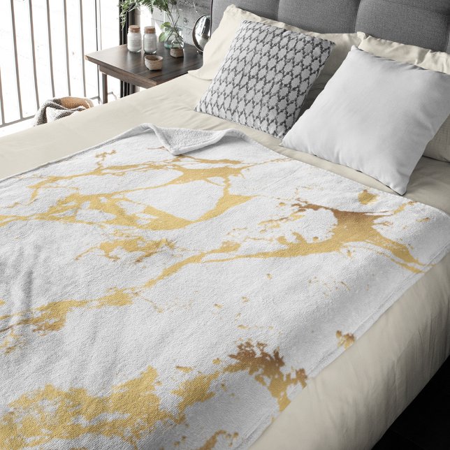 Couverture Polaire Motif Abstrait moderne Faux Gold (Gold Marble Pattern Personalized Fleece Blanket)