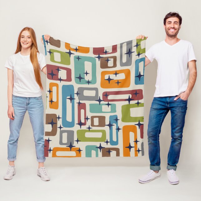 Couverture Polaire Motif Abstrait moderne rétro du milieu du siècle (En situation)