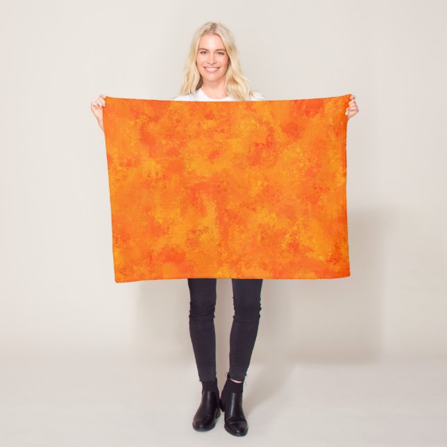 Couverture Polaire Motif Abstrait Orange (En situation)