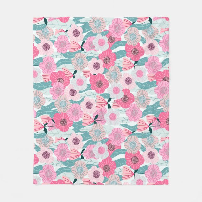 Couverture Polaire Motif Abstrait Pastel Pink (Devant)
