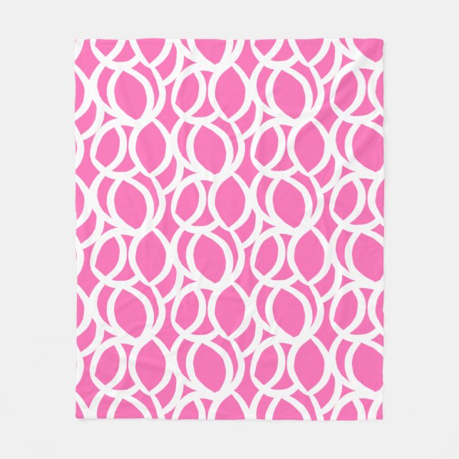 Couverture Polaire Motif Abstrait rose et blanc chaud (Devant)