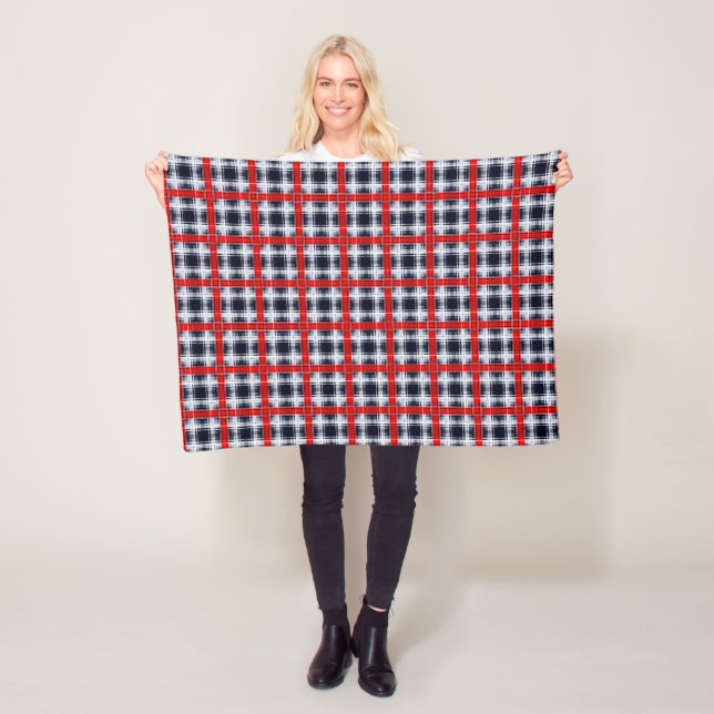 Couverture Polaire Motif abstrait sans à damiers plaid (En situation)