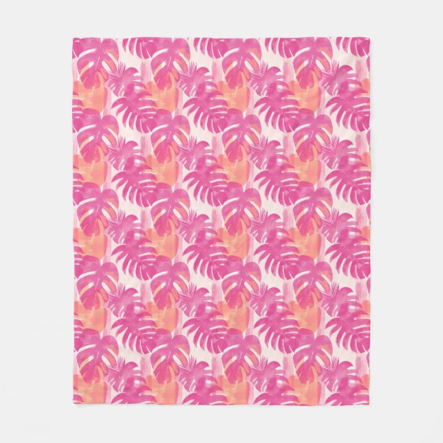 Couverture Polaire Motif abstrait simple avec feuilles de monstera, f (Devant)