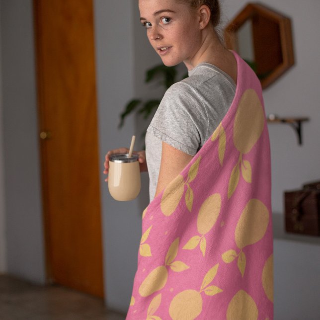 Couverture Polaire motif Abstrait tangerine rose et jaune (Créateur téléchargé)