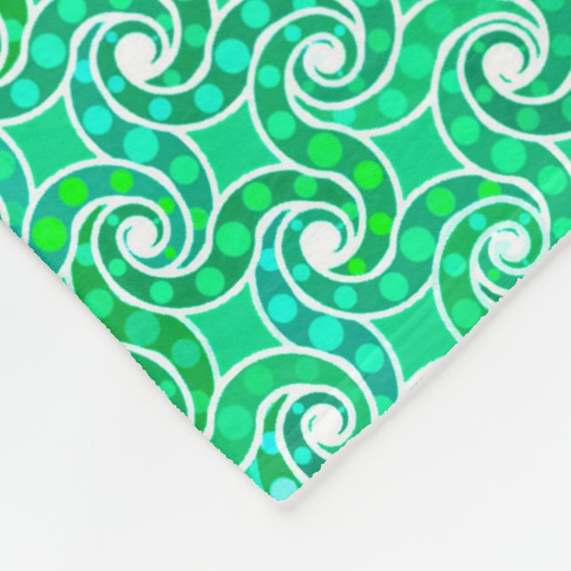 Couverture Polaire motif Abstrait tourbillon - nuances de vert jade (Coin)