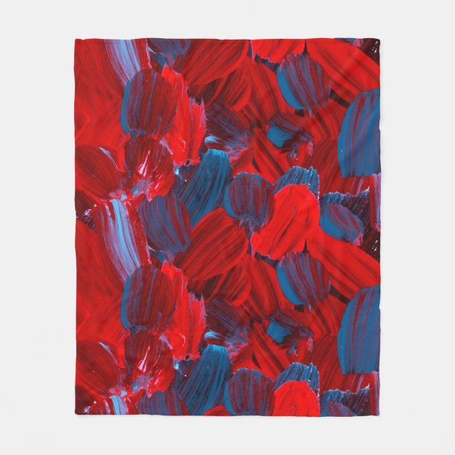 Couverture Polaire motif Abstrait transparent en rouge et bleu (Devant)