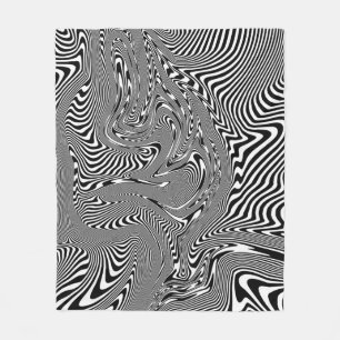Couverture Polaire Motif Abstrait Trippy noir et blanc