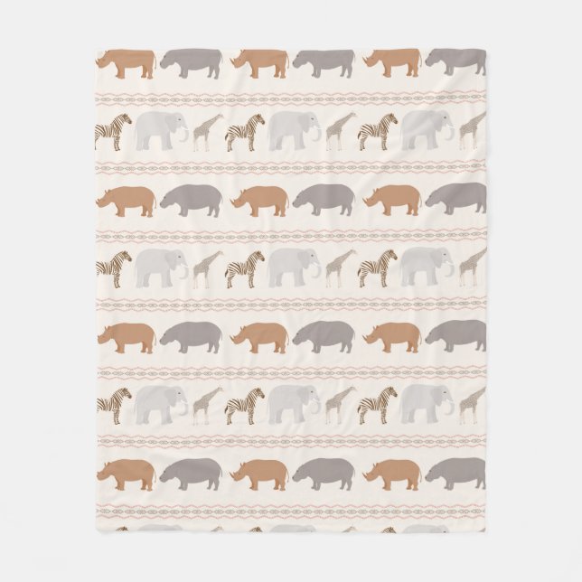 Couverture Polaire Motif africain 1 d'animaux (Devant)
