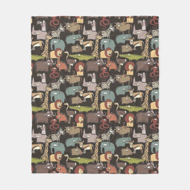 Couverture Polaire Motif africain d'animaux (Devant)