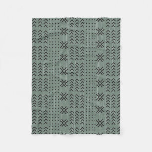 Couverture Polaire Motif Africain en tissu vert Sage moderne