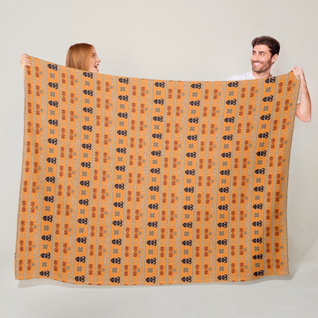 Couverture Polaire motif africain ethnique avec le masque (En situation)