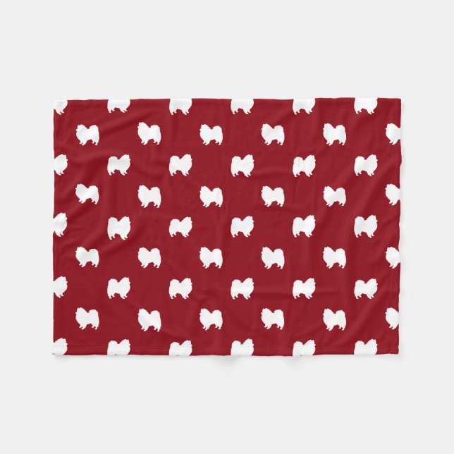 Couverture Polaire Motif américain de silhouettes de chien esquimau (Devant (Horizontal))