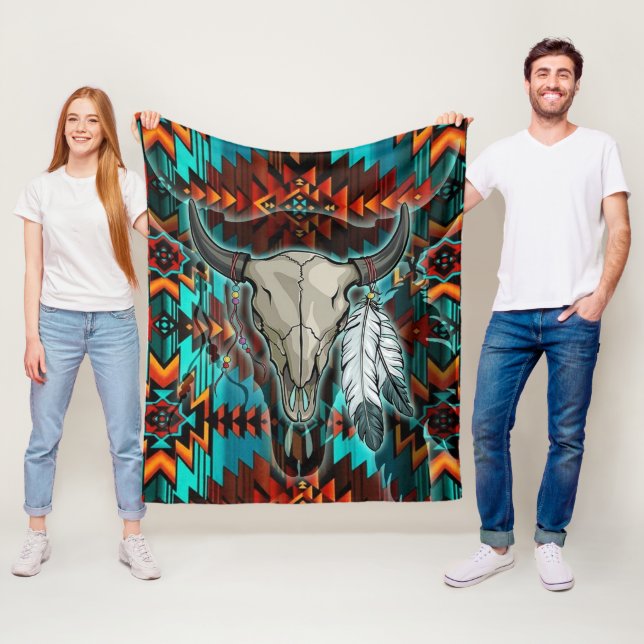 Couverture Polaire Motif amérindien 04 (En situation)