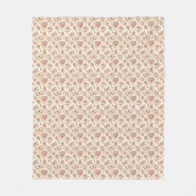 Couverture Polaire Motif Amour Cupidon Vintage (Devant)