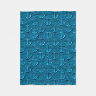 Couverture Polaire Motif Ancre Sur La Texture En Bois Bleu