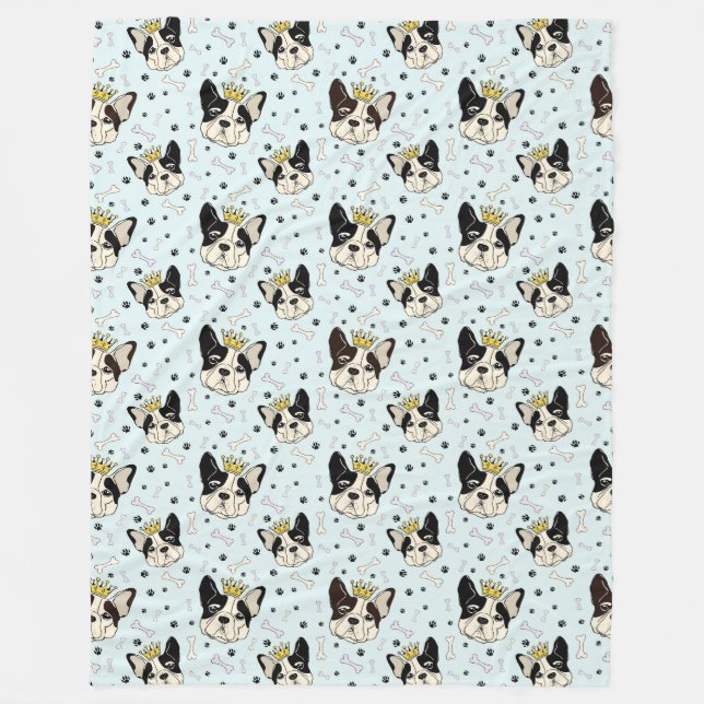 Couverture Polaire Motif animal cool - Chien taureau mou avec Couronn (Devant)