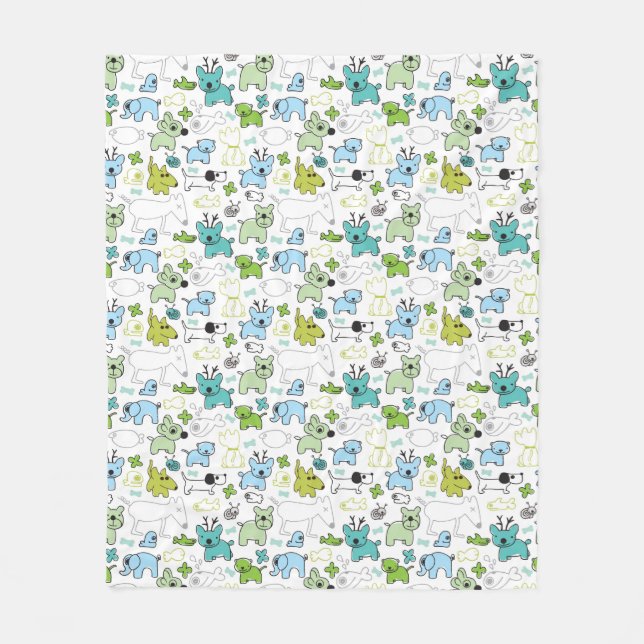 Couverture Polaire motif animal d'arrière - plan d'enfants (Devant)