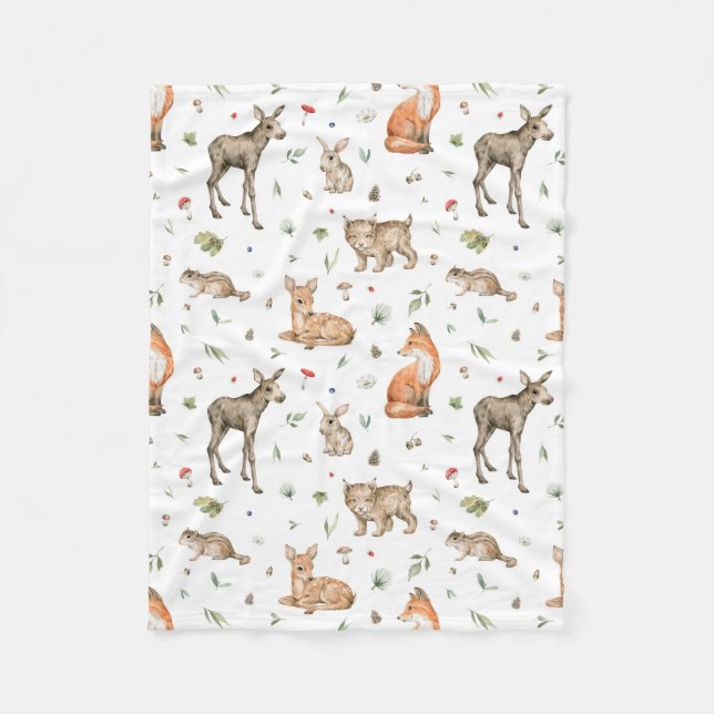 Couverture Polaire Motif animal de bois mou (Devant)