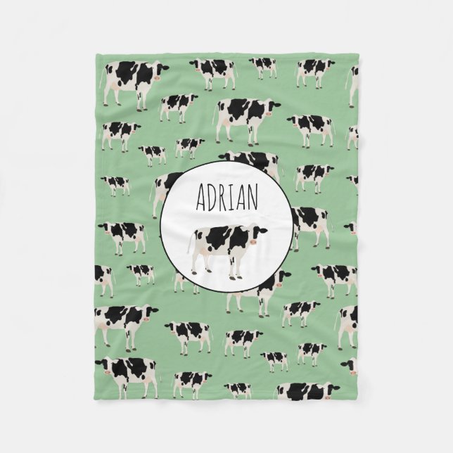 Couverture Polaire Motif animal de ferme de vache personnalisé (Devant)