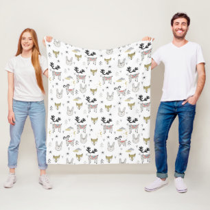 Couverture Polaire Motif animal de griffonnage de région boisée