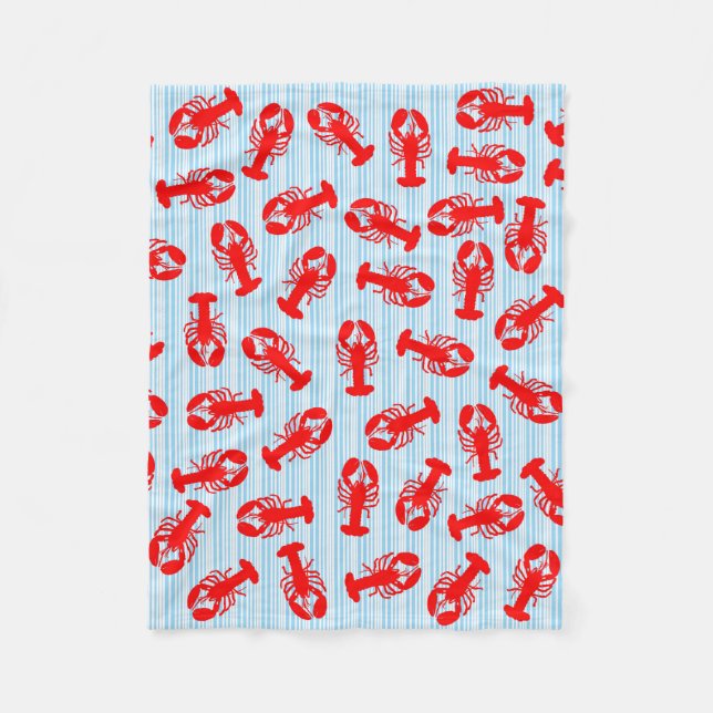 Couverture Polaire Motif animal de homard rouge sur les rayures (Devant)