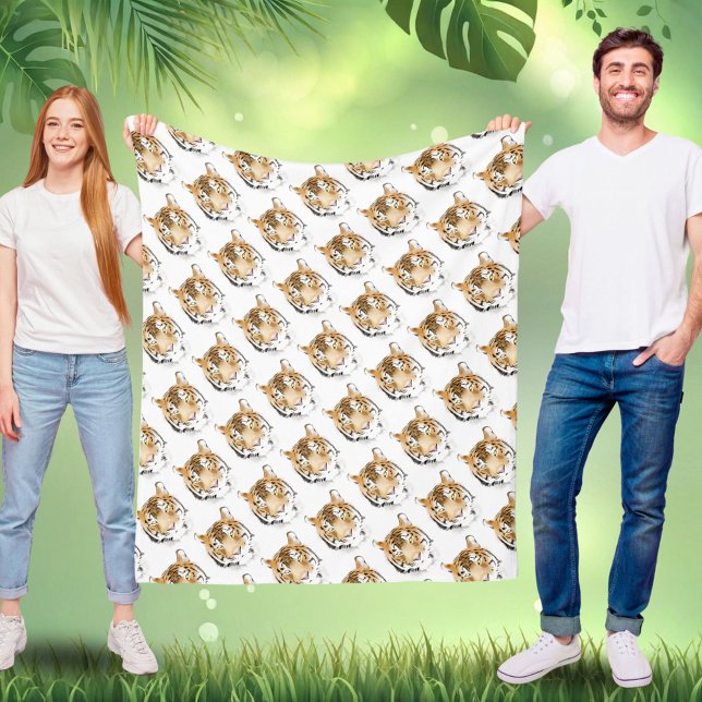 Couverture Polaire Motif animal de tête de tigre d'aquarelle (Créateur téléchargé)