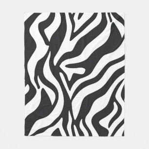Couverture Polaire Motif animalier sauvage à rayures zèbres noires et